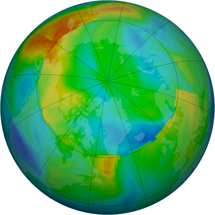 Arctic ozone map for 13 December 1988